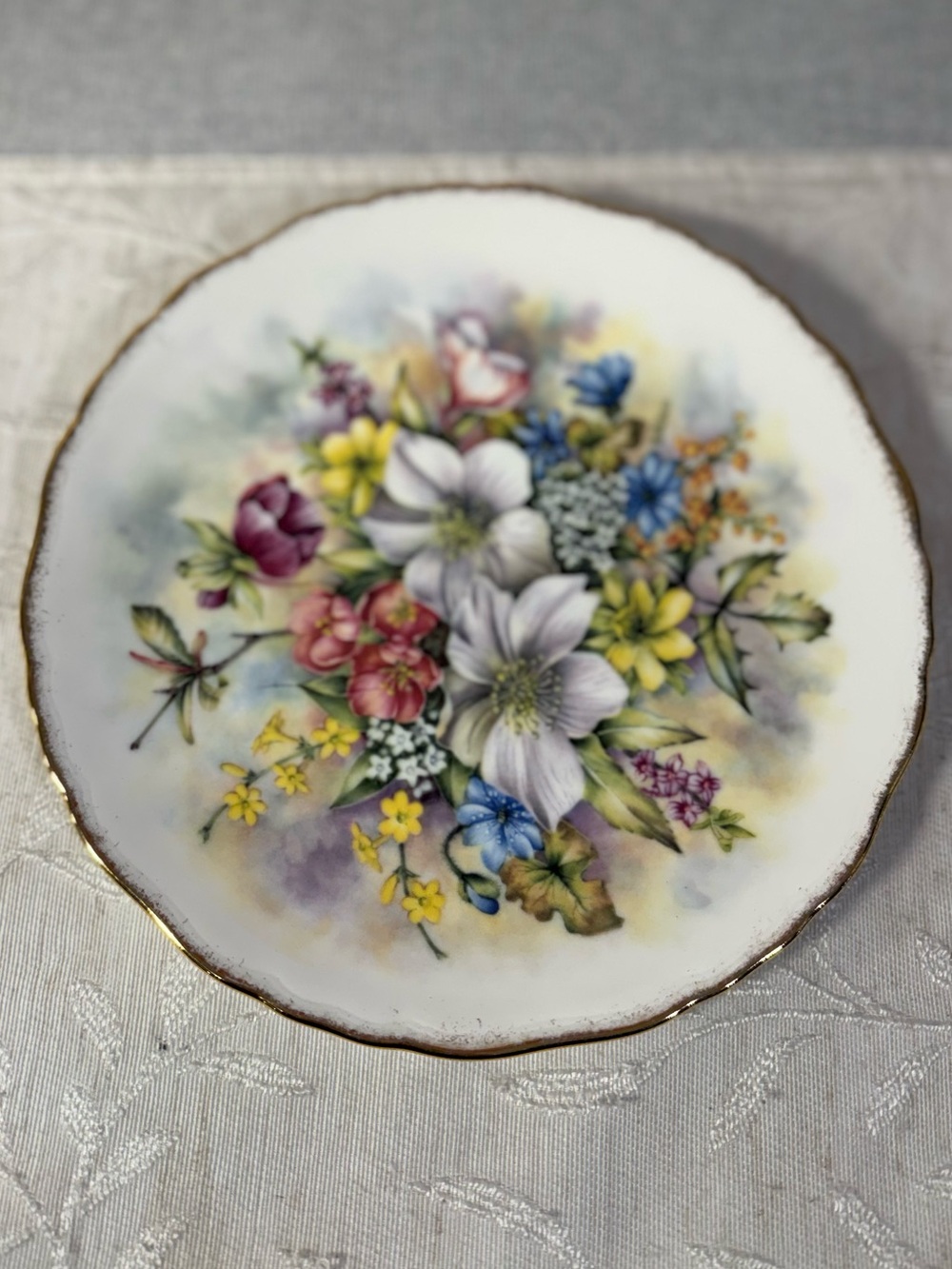 Vintage Royal Kent Bone China Flowers of The Season Winter Collector Plate 8.5"